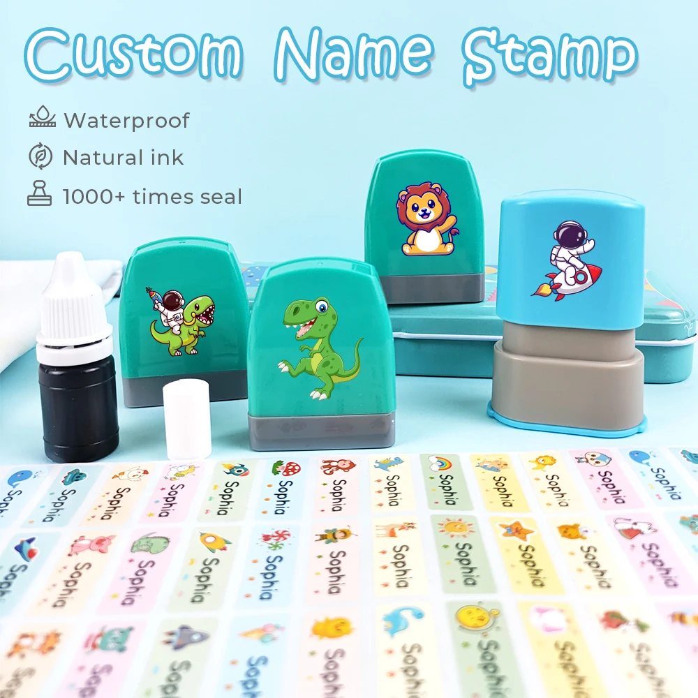 Мультяшные животные динозавр единорог персонализированный именной штамп