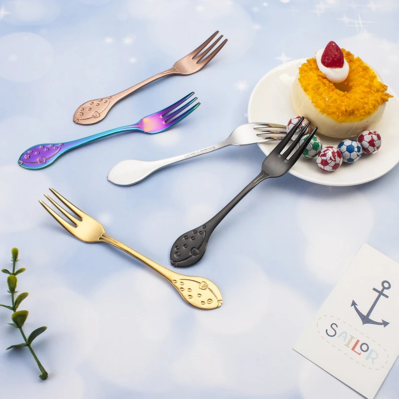 304 stainless steel marine animal handle fruit fork wholesale cartoon whale puffer children tableware dessert cake fork