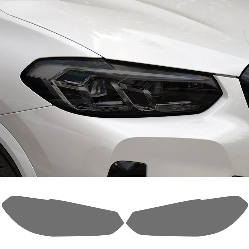 2 Pcs Car Headlight Protective Film Front Light Transparent Smoke Black TPU Sticker For BMW X3 G01 IX3 G08 Facelift 2022 2023
