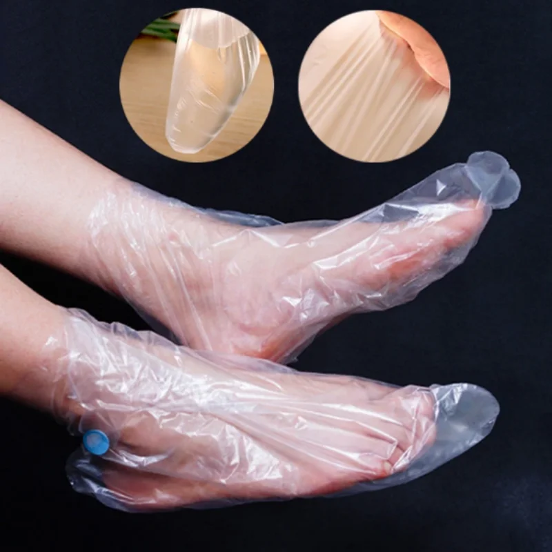 

100pcs\set Disposable foot film cover anti cracking plastic transparent foot cover foot film bubble foot waterproof shoe cover