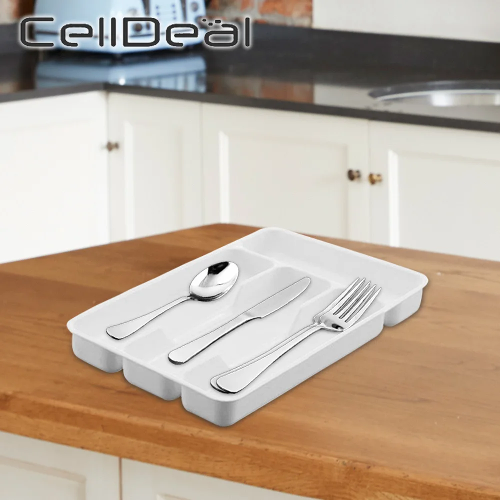 

Cutlery Storage Tray 4 Grids Separation Drawer Organizer Spoon Forks Chopsticks Finishing Rack Portable Container Kitchen Tools