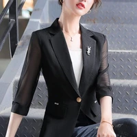womens suit jacket korean version gauze thin short black blazer women blazer fashion top coat fall za spring white blazer