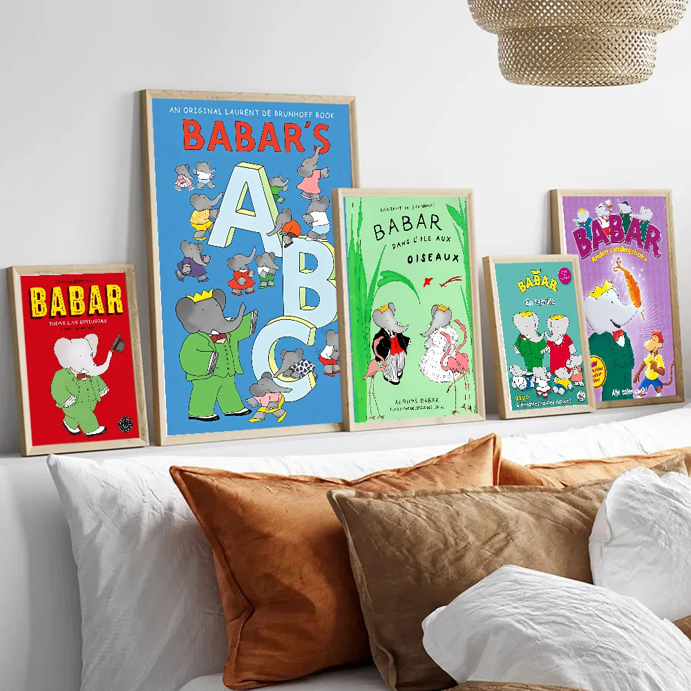 Babar слон мультфильм винтажные плакаты стикеры в ретро стиле сделай сам комната