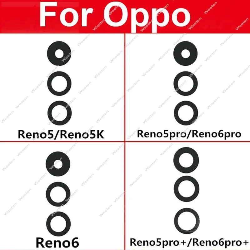 

For OPPO Reno 5 6 Pro Plus Pro+ 5Lite 5F 5Z 5K 4G 5G Back Main Rear Camera Lens Glass with Sticker Glue Parts