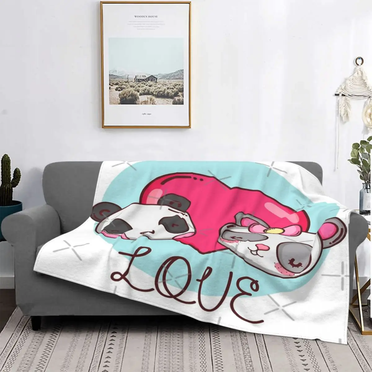 

Manta térmica con diseño de Panda, colcha a cuadros para cama, sofá, toalla de playa, sofá, 6 unidades