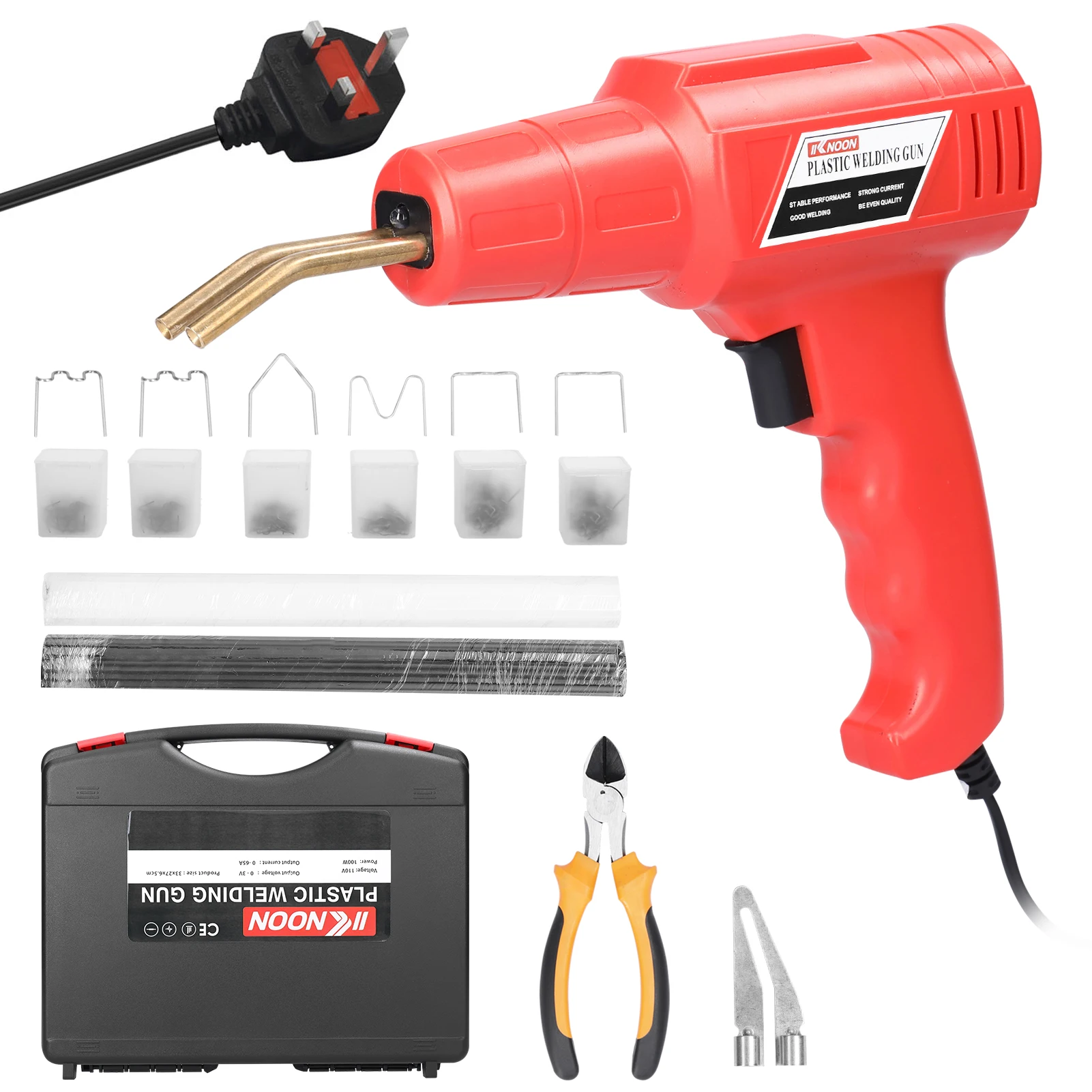 

Ручной портативный пластиковый сварочный аппарат 100 Вт, набор для ремонта панелей и трещин, горячий степлер для термической резки с 600 шт. ст...