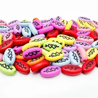 20pcs 18mm arrow through the heart oval shape acrylic spacer beads for jewelry making diy charms bracelets necklac accessories
