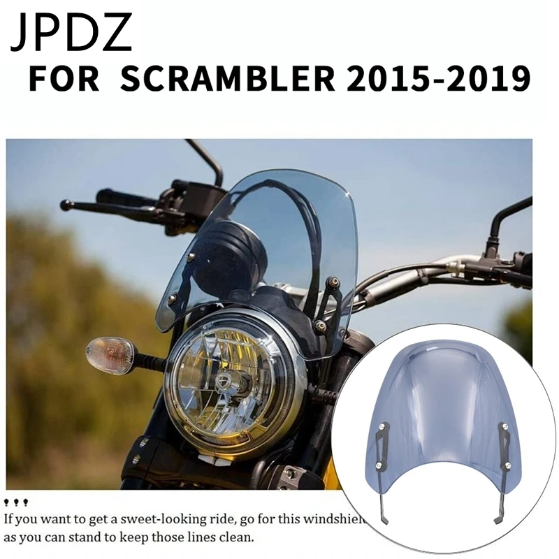 

Передний ветровой экран для мотоцикла, экран для ветрового стекла Ducati Scrambler 2015-2019 (легкий дым)