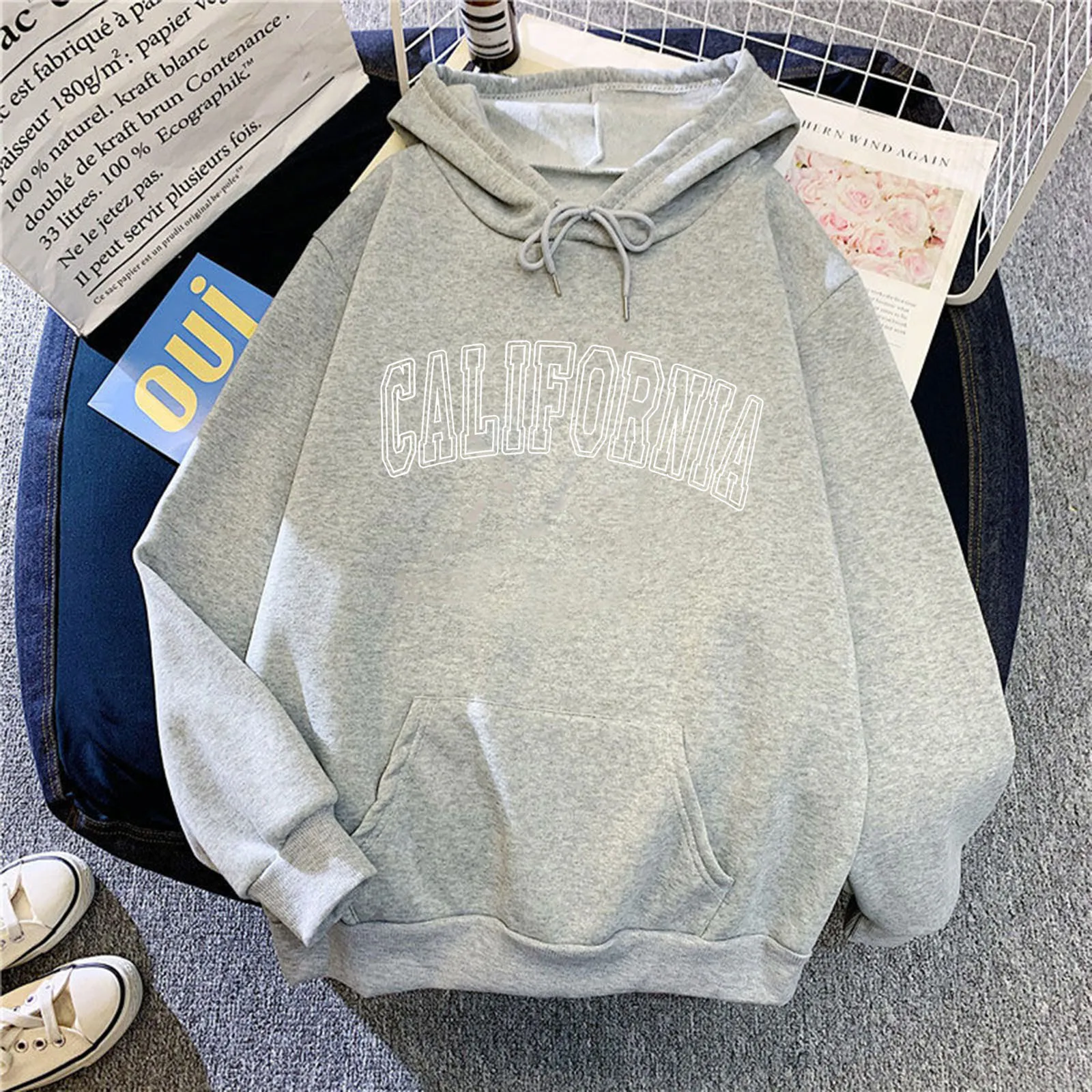 

Women's Print Long-sleeved Sweatshirt Solid Color Hooded Fall Hoodies Women Oversize Hoodies Women Female Oversized Hoodie