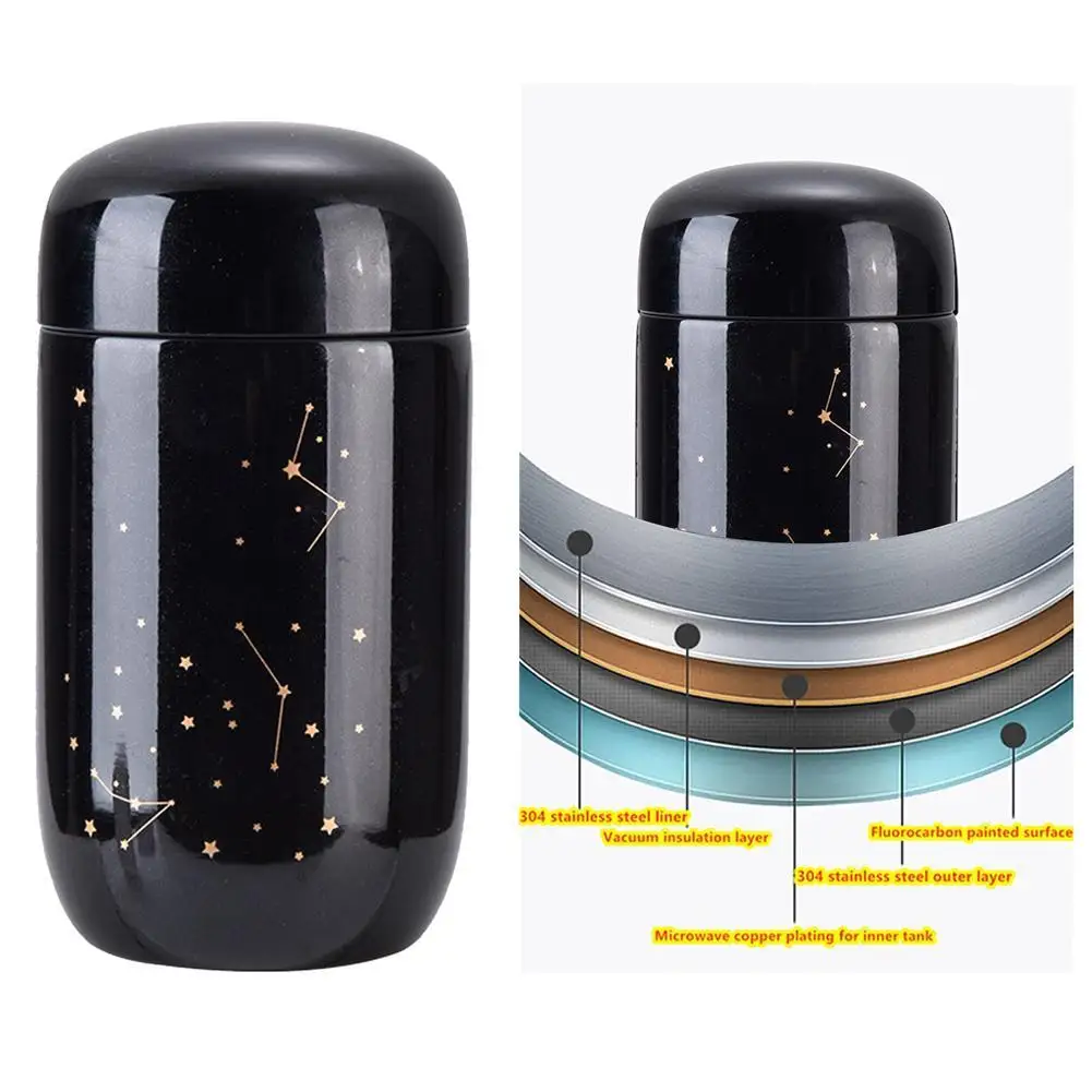 

[ READY STOCK ] 200ml Mini Starry Thermos Cup Leak-proof 304 Stainless Steel Thermal Water Bottle Food Container