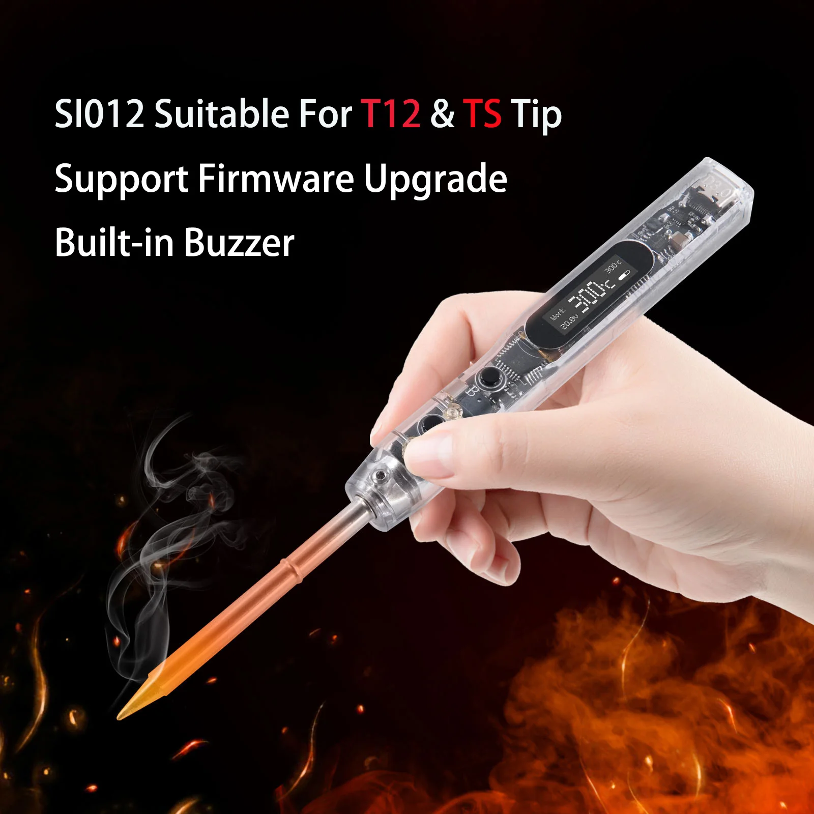 Фото Портативный паяльник SEQURE SI012 с интеллектуальным OLED-дисплеем и 1 набором наконечников, совместимый с T12 и TS, поддерживает PD3.0 | QC2.0 | DC5525 №2
