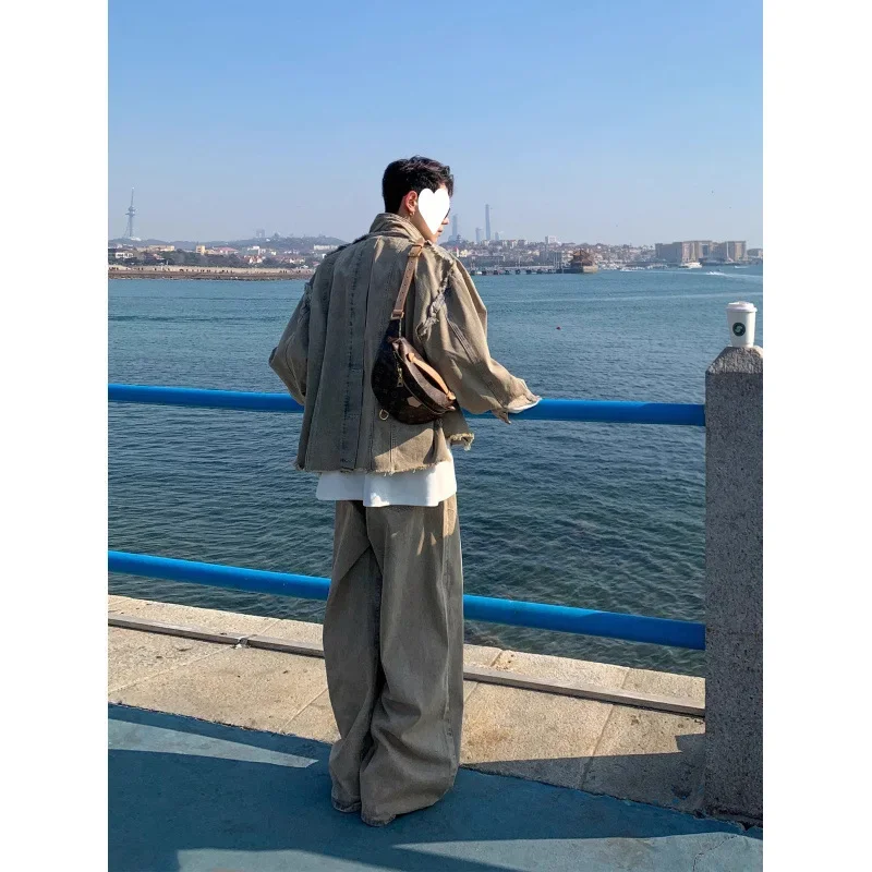 Весенне-осенняя сверхпрочная укороченная джинсовая куртка свободного покроя с