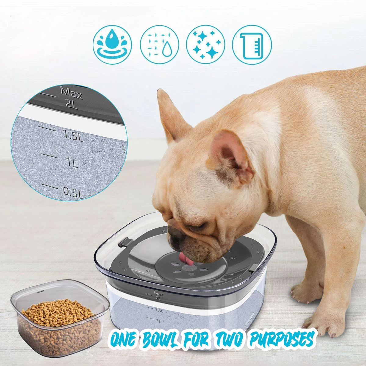 

Large Capacity Dog Water Bowls Pet Floating Drinking Bowls Cat Anti Wet Mouth Anti Splash 2L Drinker For Small Midium Large Dog