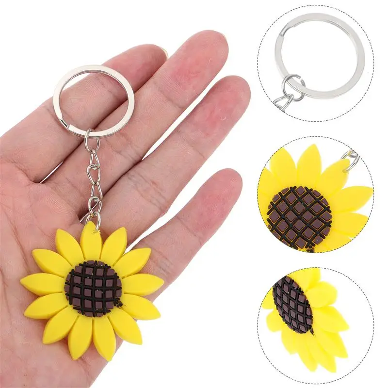 

12Pcs Sunflower Keychains Student Lovely Key Rings Simple Home Key Decoration