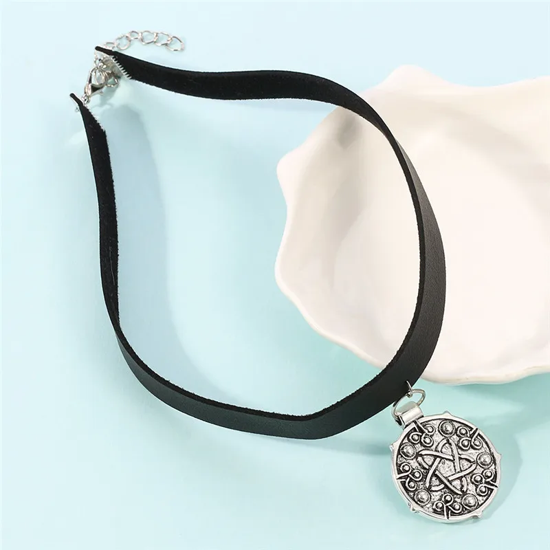 Wizard 3 Medallion Women Necklace Men Choker Neck Stainless Steel Necklaces for Leather Women's Chokers Fashion | Украшения и