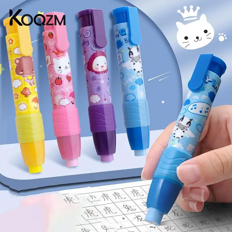 

Pressing Cartoon Pencil Eraser Pen Type Cute Eraser Replaceable Rubber Core School Student Rubber Eraser Kid Gifts Office Eraser