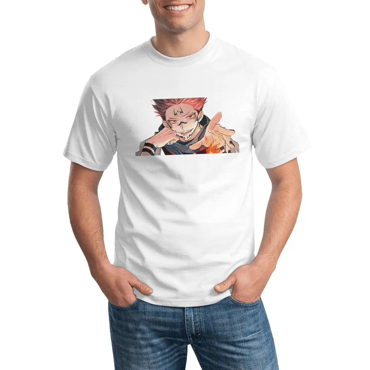 

Men's T Shirt Jujutsu Kaisen Sukuna Yuji Itadori Hip Hop T Shirts Fictional Character Print Tee Shirt Crew Neck Tees