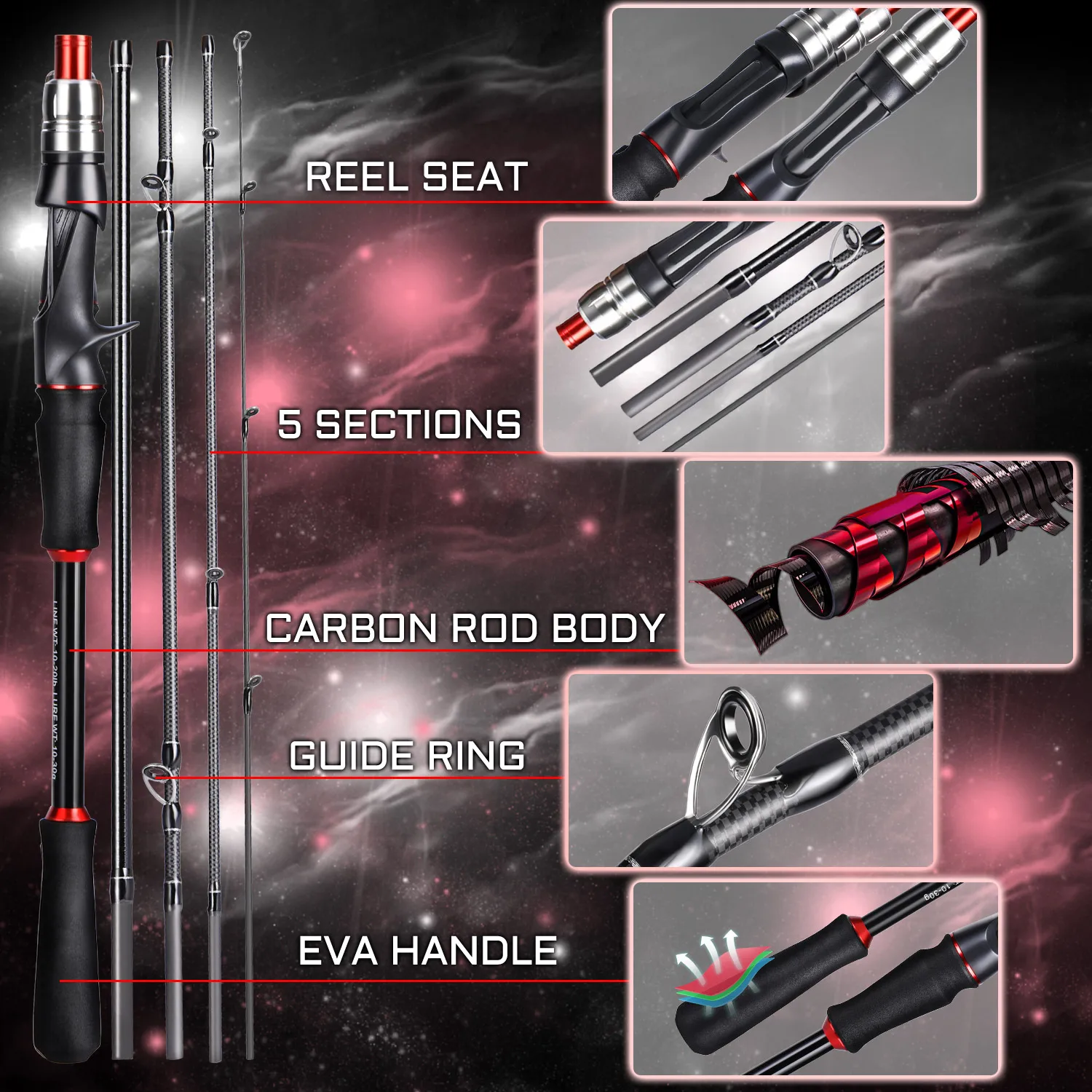 Удочка для приманки Sougayilang 1 8 м 2 Спиннинг/кастинговое удилище 5/6 секций
