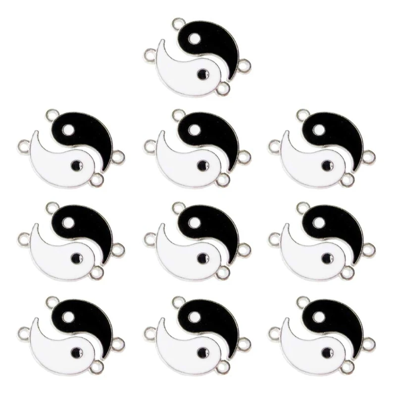 

20 Pcs Black and White Alloy for chi Gossip Pendant Necklace Bracelet Pendan