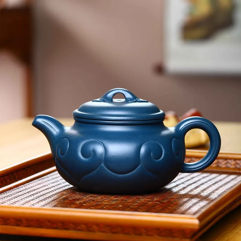 

★★Yixing Purple Clay Pot【Factory Direct】Handmade Raw Ore Sky Blue Mash Antique Ruyi Teapot Tea-Making Sets Special Offer