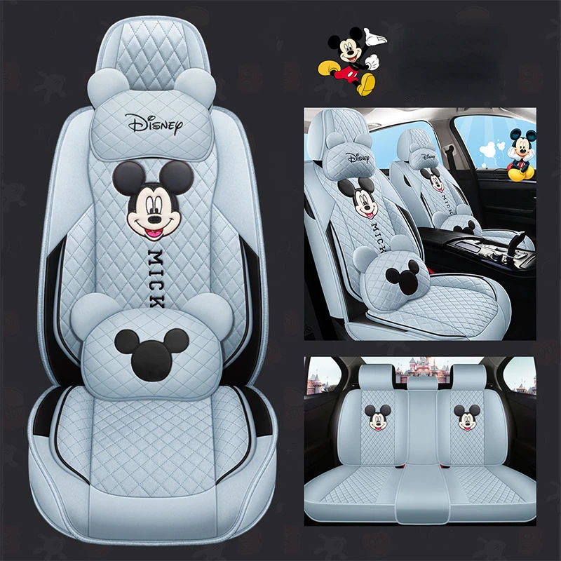 

Disney Mickey Linen Car Four Seasons Cushion Fully Surrounded by Five Seats Universal Seat Cover Seat Cushion car seat covers