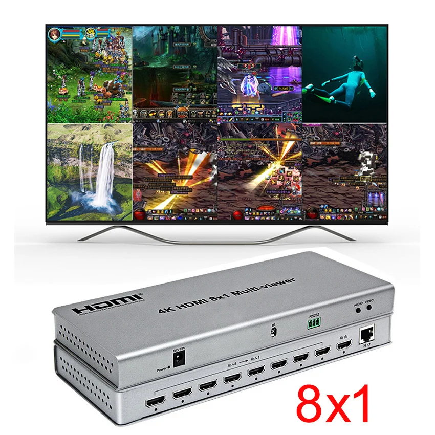 Фото 4K HDMI 8x1 мультипросмотр 8 в 1 выход HDMI мультипросмотр бесшовный переключатель 8 картинок HDMI мультипросмотр 1 ТВ монитор просмотр Мультиэкран №4