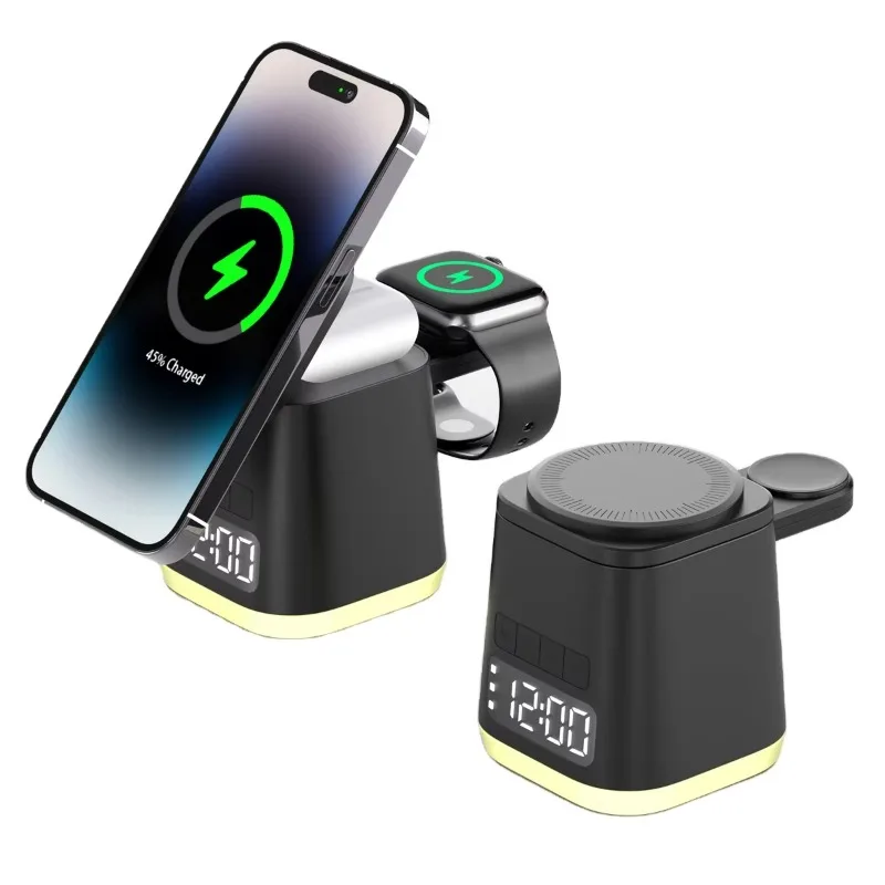 Ночной светильник QI 15 Вт 6 в 1 магнитный складной будильник беспроводная зарядная