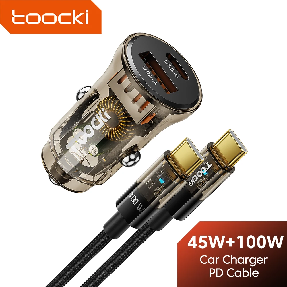 

Toocki USB Type C to Type C Cable 100W Car Charger Transparent 45W for Xiaomi Poco Samsung SFC Fast Charger Charging