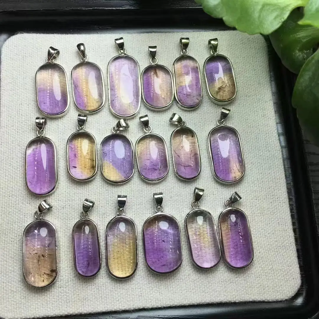 Цельный кулон из серебра 925 пробы с натуральным аметрином целебным кристаллом и