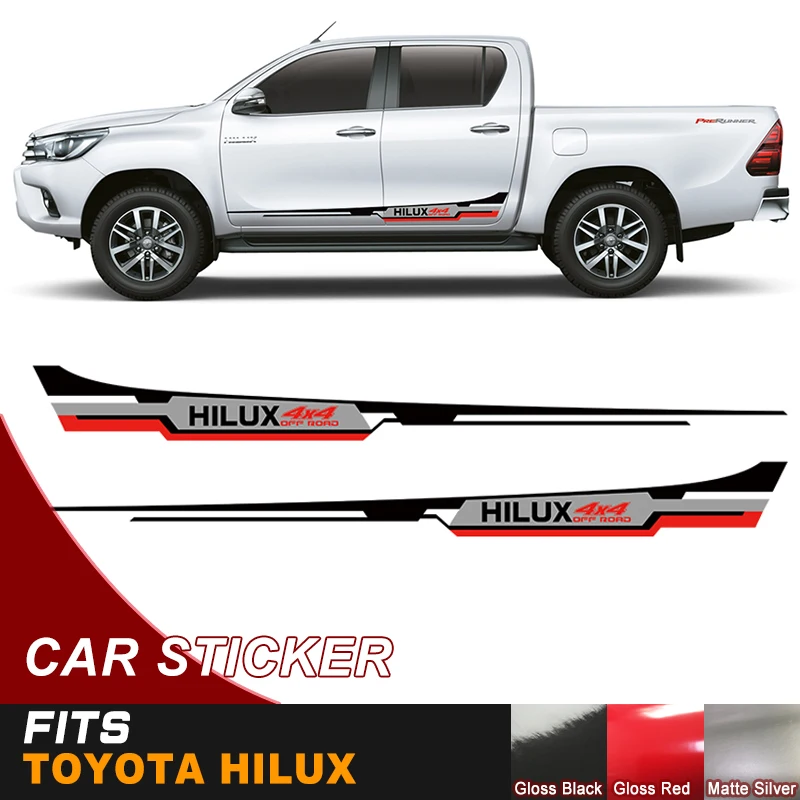 Car decals 2pcs side door cool stripe three colors 4x4 vinyl graphic car strickers customs fit for TOYOTA HILUX 2011-2019