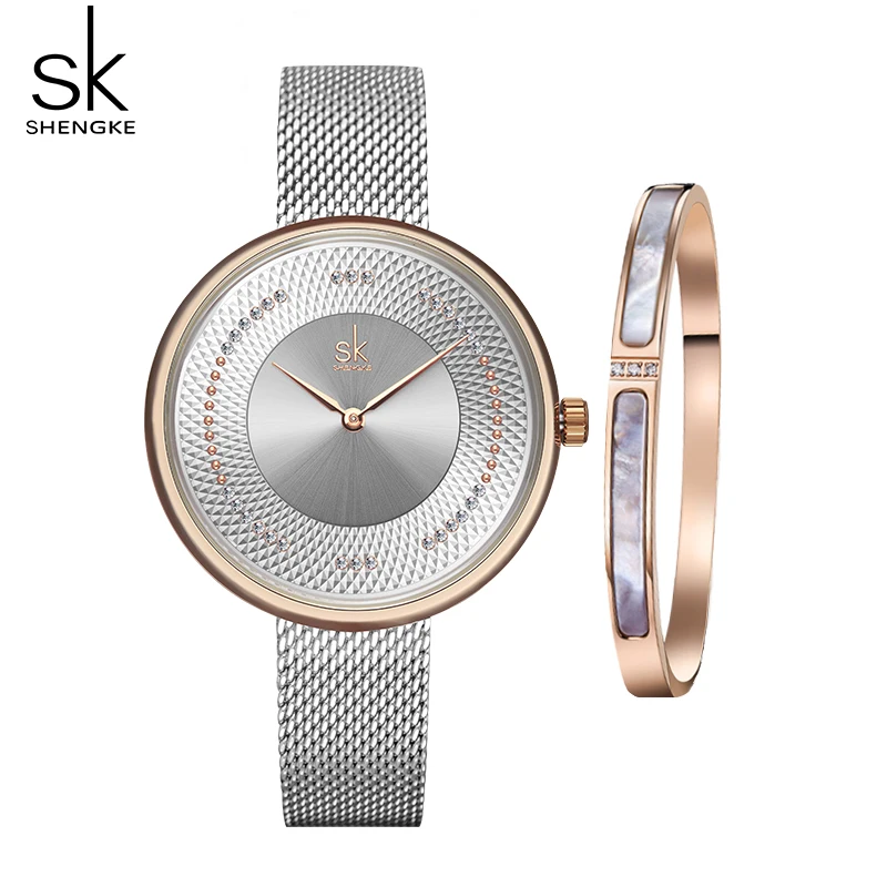 

Shengke Fashion Rose Golden Women Watches Top Luxury Ladies Quartz Wristwatch Bracelet Set Series Sales Elegent Relogio Feminino