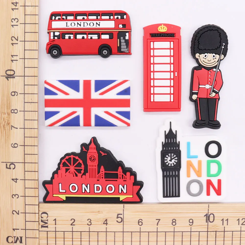 

Смешанные 50 шт. подвески из ПВХ Croc, Лондонская башня, автобус, британские солдаты, Англия, садовая обувь, украшения для детской обуви, детский подарок