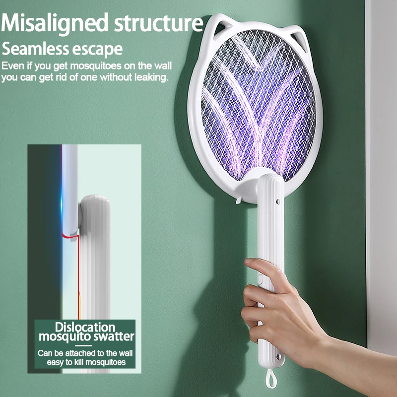 

3In1 Foldable Electric Mosquito Swatter LED 3200V Mosquito Killer Repellent USB Rechargeable Summer Insect FlyTrap Bug Zapper