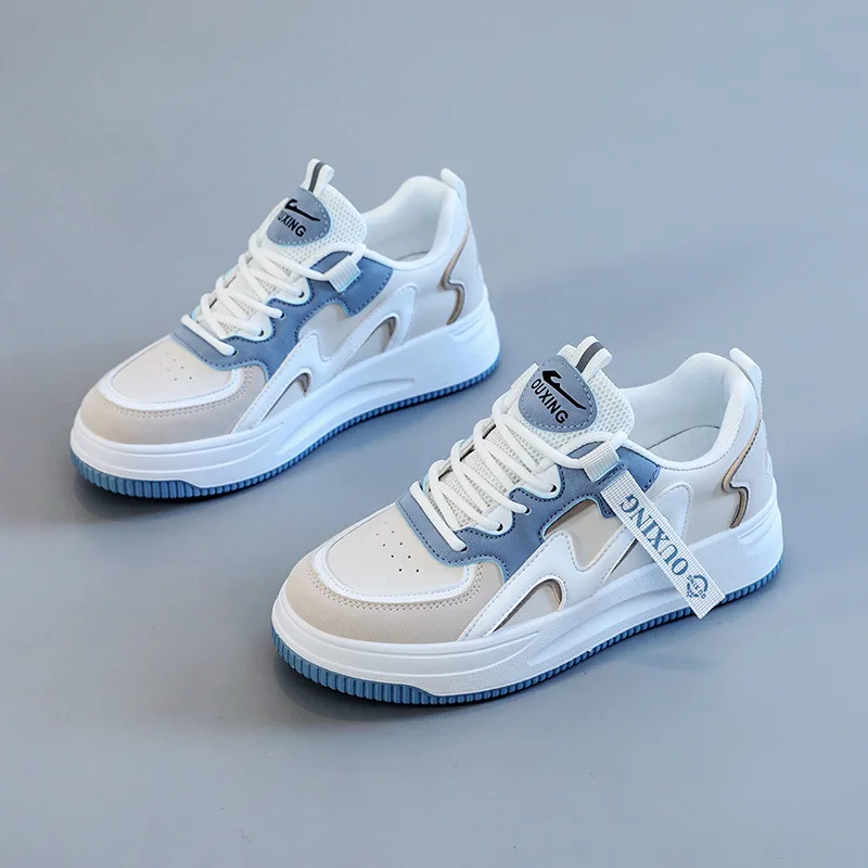 

Spring new low help board shoes thick bottom heighten small white shoes leather color casual sports shoes