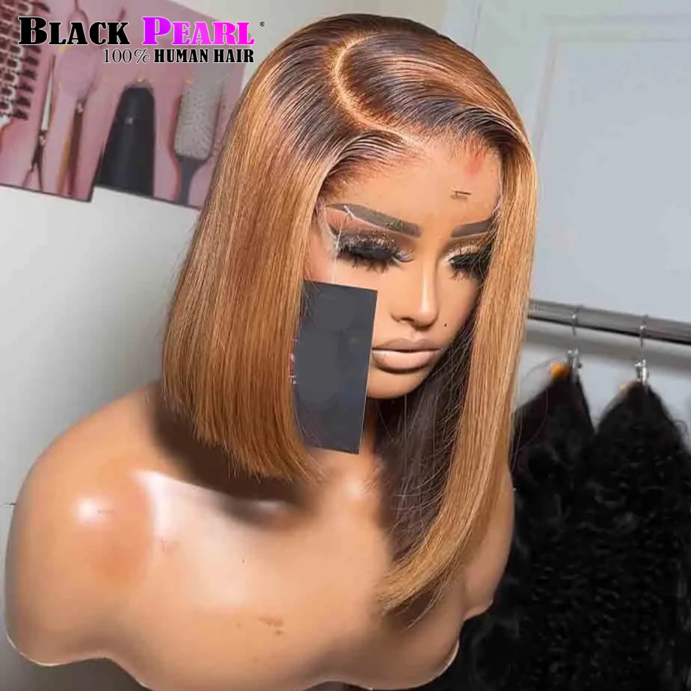 Черный жемчуг прямой 13x4 HD прозрачный парик спереди человеческие волосы Remy для