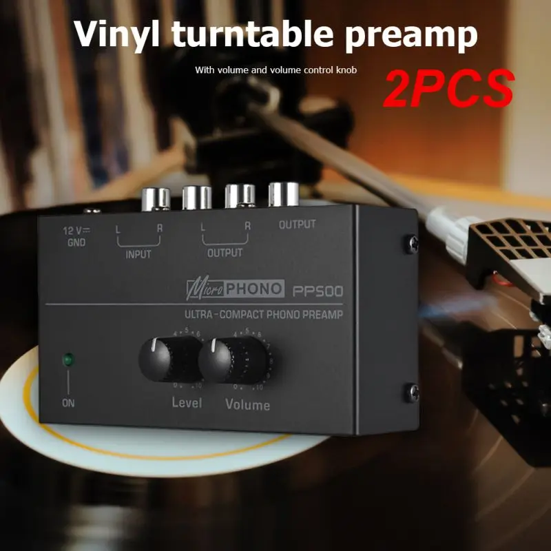 

2PCS Ultra-Compact Phono Preamp Preamplifier With Rca 1/4Inch Trs Interfaces Preamplificador Phono Preamp PP400