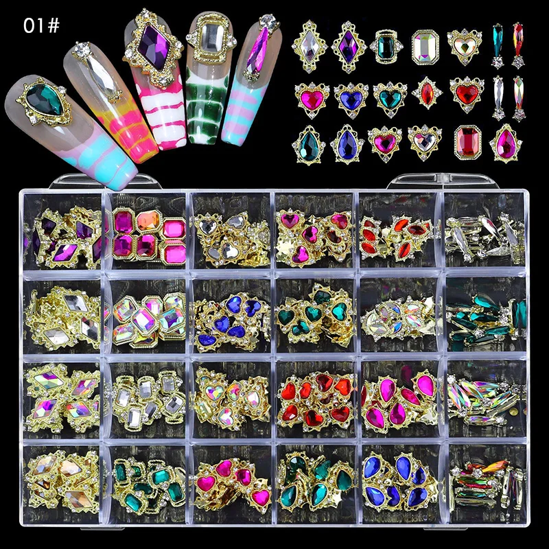 Enlarge Luxury Crystal Nail Charms Diamond 3D Nail Accessories Set Metal Alloy Nail Art Rhinestones Decoration Gem Stones DIY For Nails