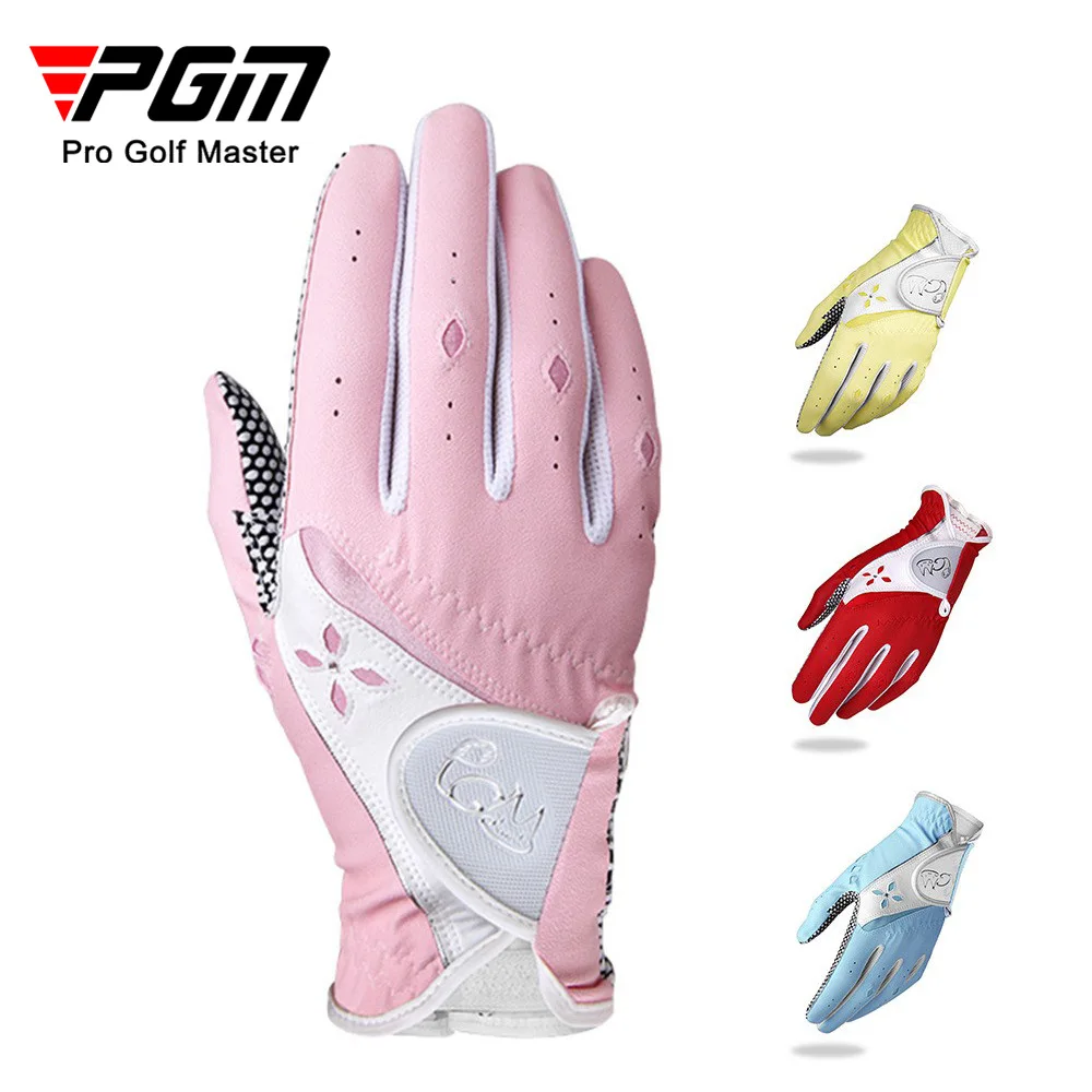

Pgm Golf Gloves Ladies Golf Pu Leather Gloves with Anti-Slip Particles