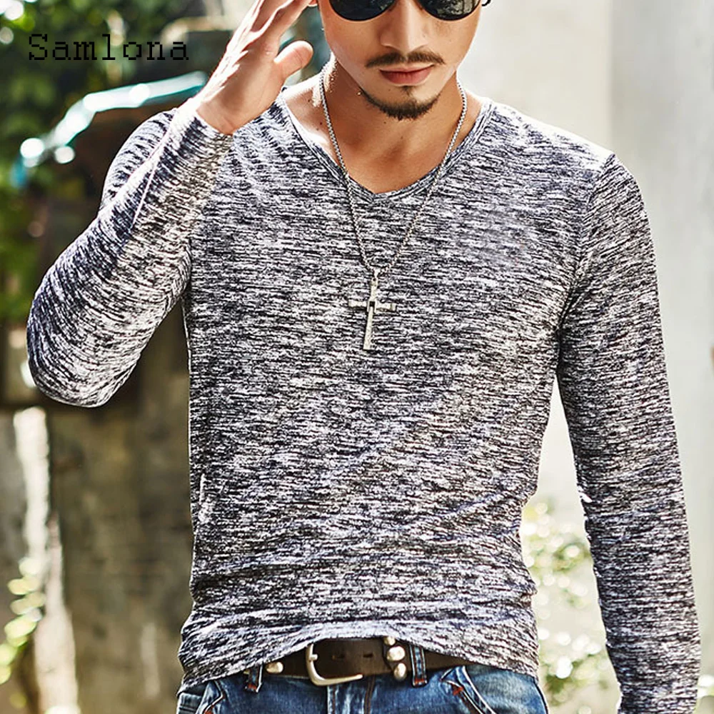 

Samlona Plus Size Men Latest Casual Daily T Shirt Mens Streetwear 2022 Summer Autumn Tops Men's Long Sleeves Camouflage Tshirt