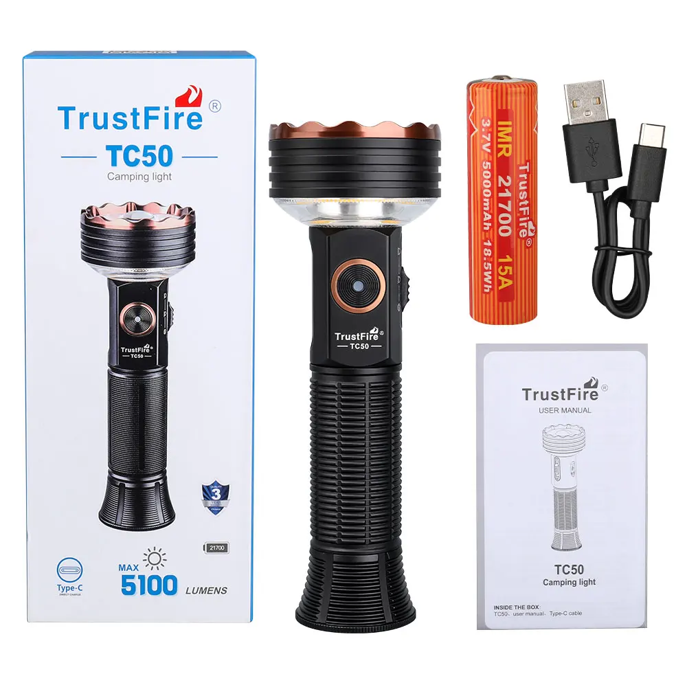 

Trustfire TC50 5100LM алюминиевый перезаряжаемый тактический фонарик