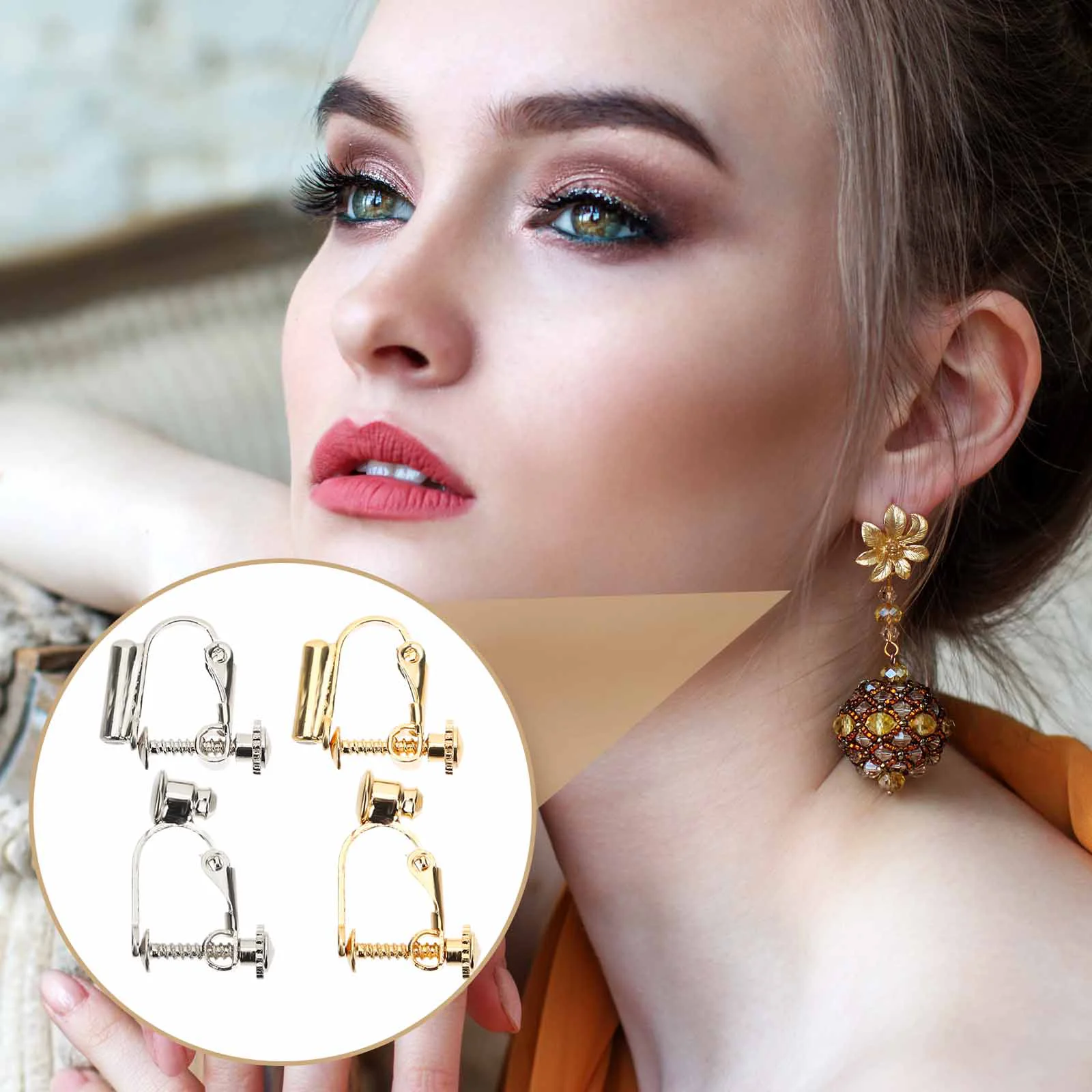 

12 Pairs Ear Cuff Earrings Clip Backs Jewelry Making Pierced Converter Metal Accessory Base