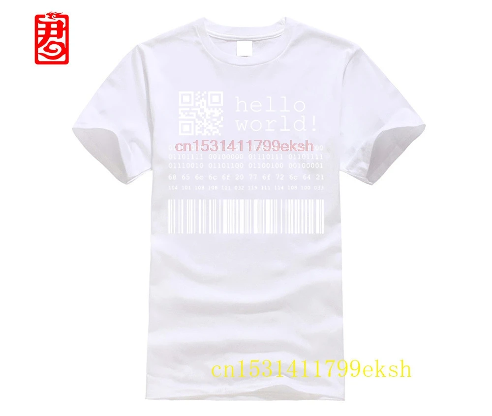Футболка мужская с надписью хлопок Java программатор компьютер Hello World Code Linux Geek Team