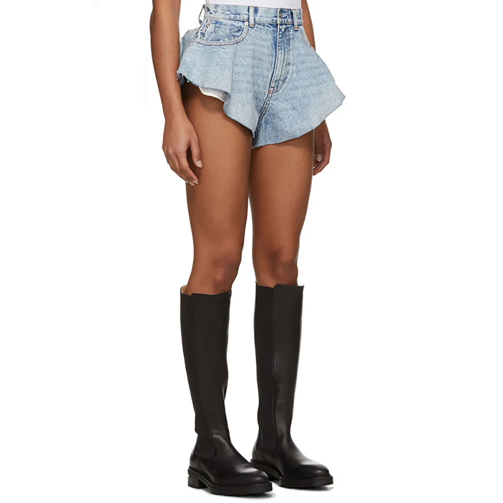 

2022 New Style Jean Shorts for Women High Waist Clothing Sexy Ruffle Irregular Designer Hot Shorts Bottoms Womens Shorts Summer