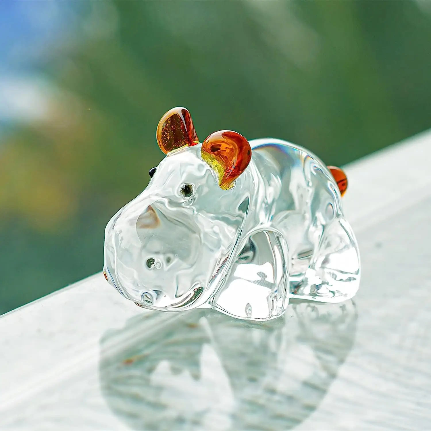 

H&D 2.8in Crystal Hippopotamus Collectibles Statues Glass Art Wildlife Paperweight Ornament Creative Decoration Gift
