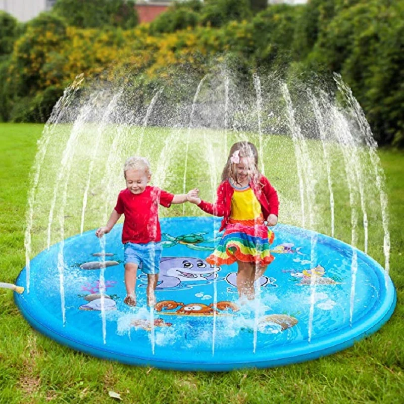 

100/170cm Children Play Water Mat Outdoor Game Toy Lawn For Children Summer Pool Kids Games Fun Spray Water Cushion Mat Toys