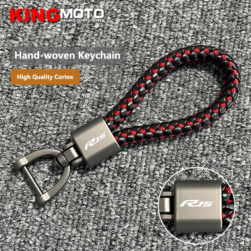 

For Yamaha YZF R15 V2 V3 ABS 2009-2020 Accessories Custom LOGO Motorcycle Braided Rope Keyring Metal Keychain