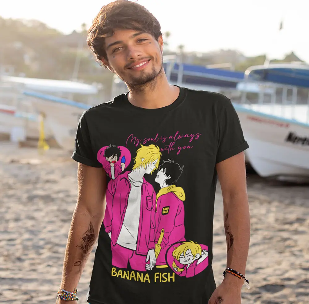 Женская футболка Ash Lynx Eiji Okumura Card аниме Kawaii всех размеров