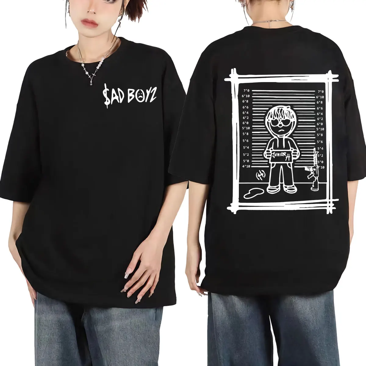 Футболка Singer Junior H Sad Boy унисекс рок хип-хоп винтажные футболки с короткими