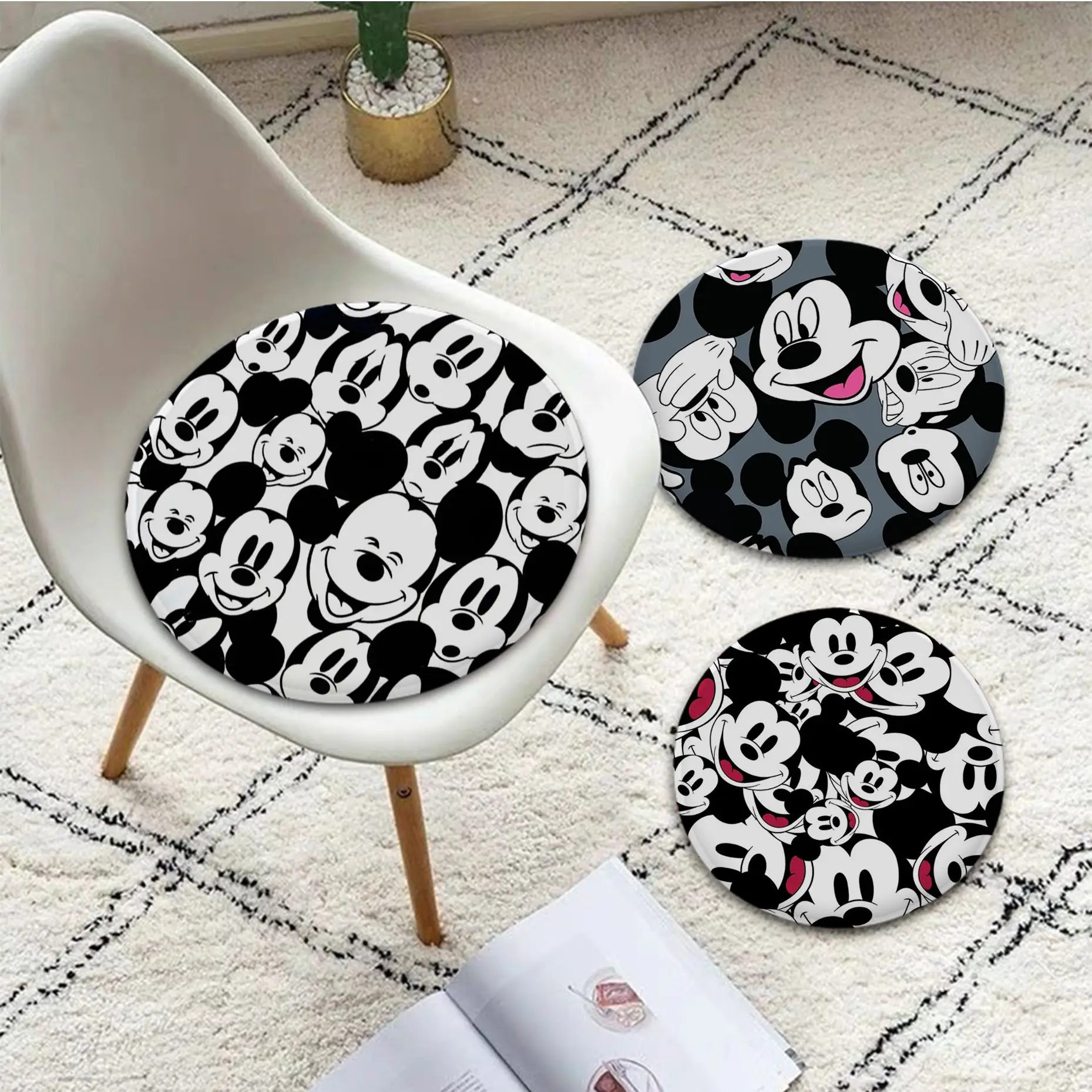 

Disney Mickey Mouse European Seat Cushion Office Dining Stool Pad Sponge Sofa Mat Non-Slip Cushion Pads