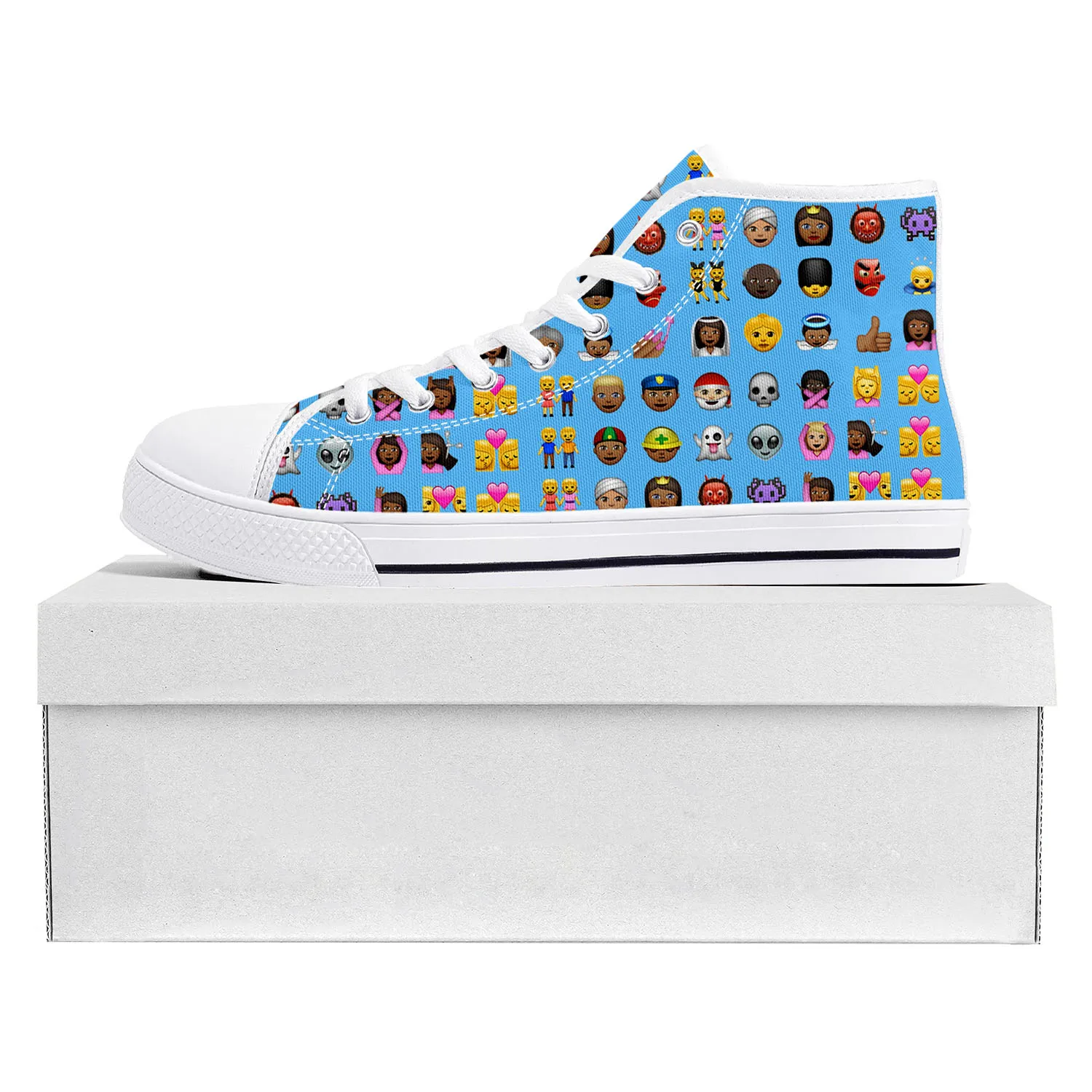 

Fashion Emojied Funny Smile Emotion High Top Sneakers Mens Womens Teenager Canvas High Quality Sneaker Casual Custom Made Shoes